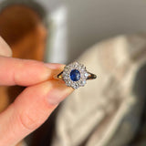 Antique, Edwardian sapphire & diamond cluster engagement ring
