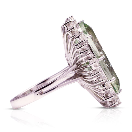 On hold | vintage, mint green quartz & diamond cluster cocktail ring, 14ct white gold