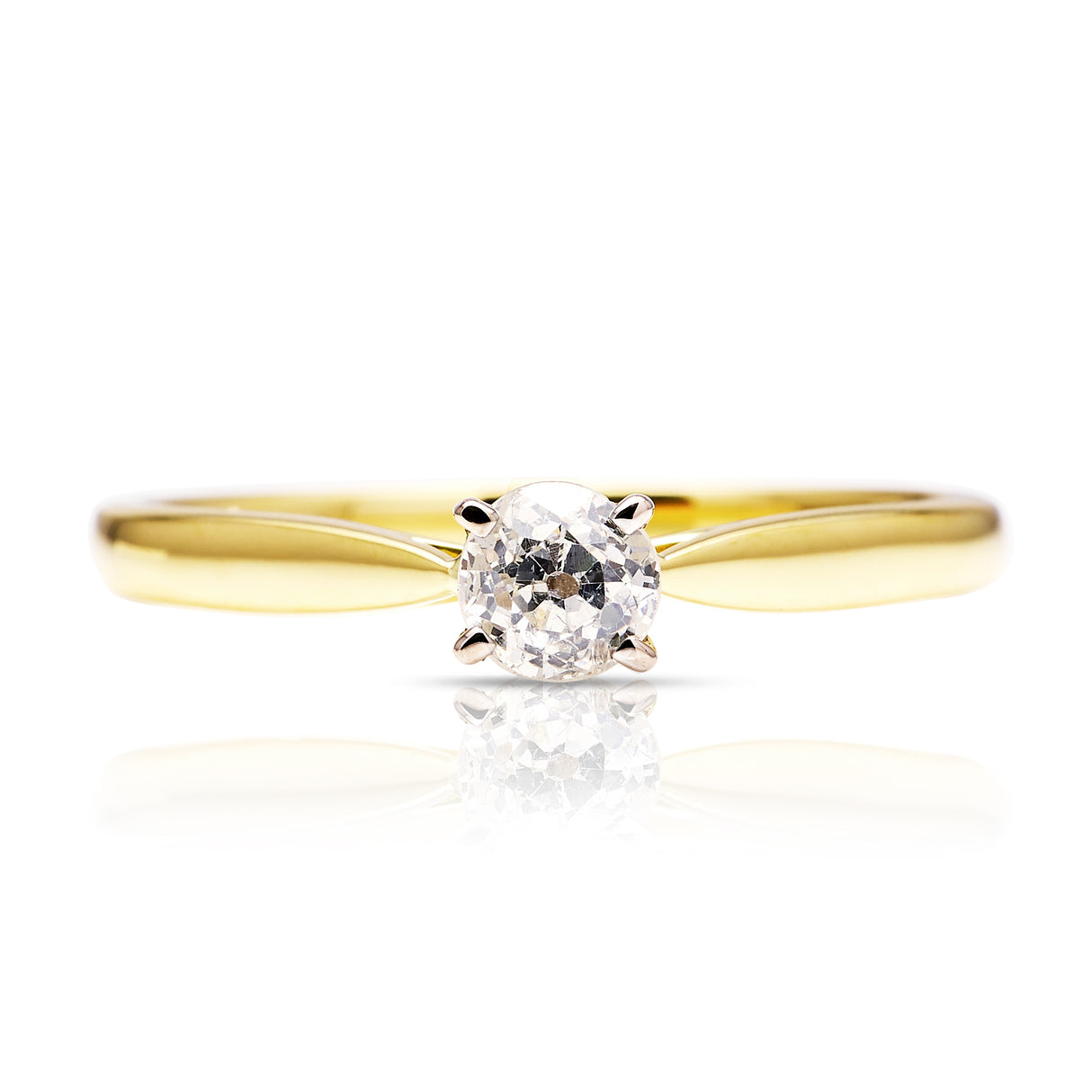 Contemporary, Solitaire old cut Diamond Engagement Ring, 18ct Yellow Gold