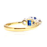 Antique, Edwardian sapphire and diamond three-stone engagement ring, 18ct yellow gold and platinum