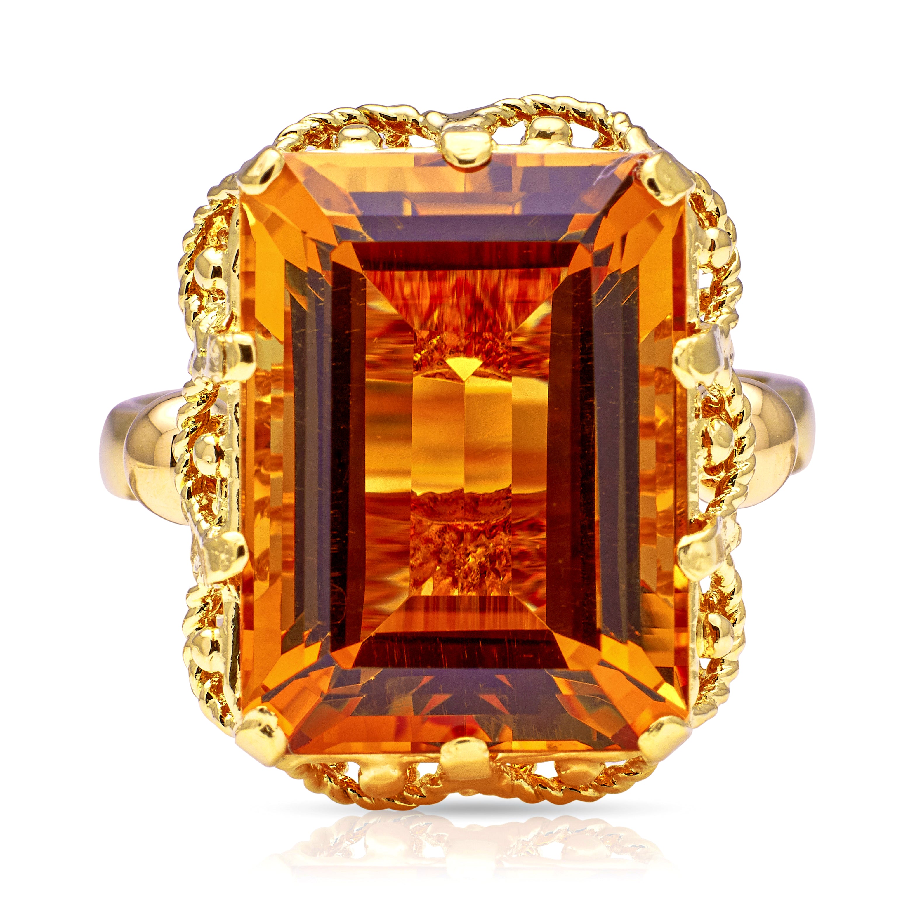 Vintage, 1980s citrine ring with rope metal work – Antique Ring