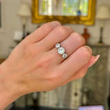 Vintage | Art Deco, large diamond three-stone ring