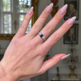 Edwardian, Sapphire and Diamond Engagement Ring, 18ct Yellow Gold, Platinum