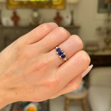 Antique Blue Sapphire and Diamond Engagement Ring, 18ct Yellow Gold