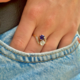 SOLD | Antique, Edwardian, Sapphire and Diamond Toi et Moi Engagement Ring, 14ct Yellow Gold