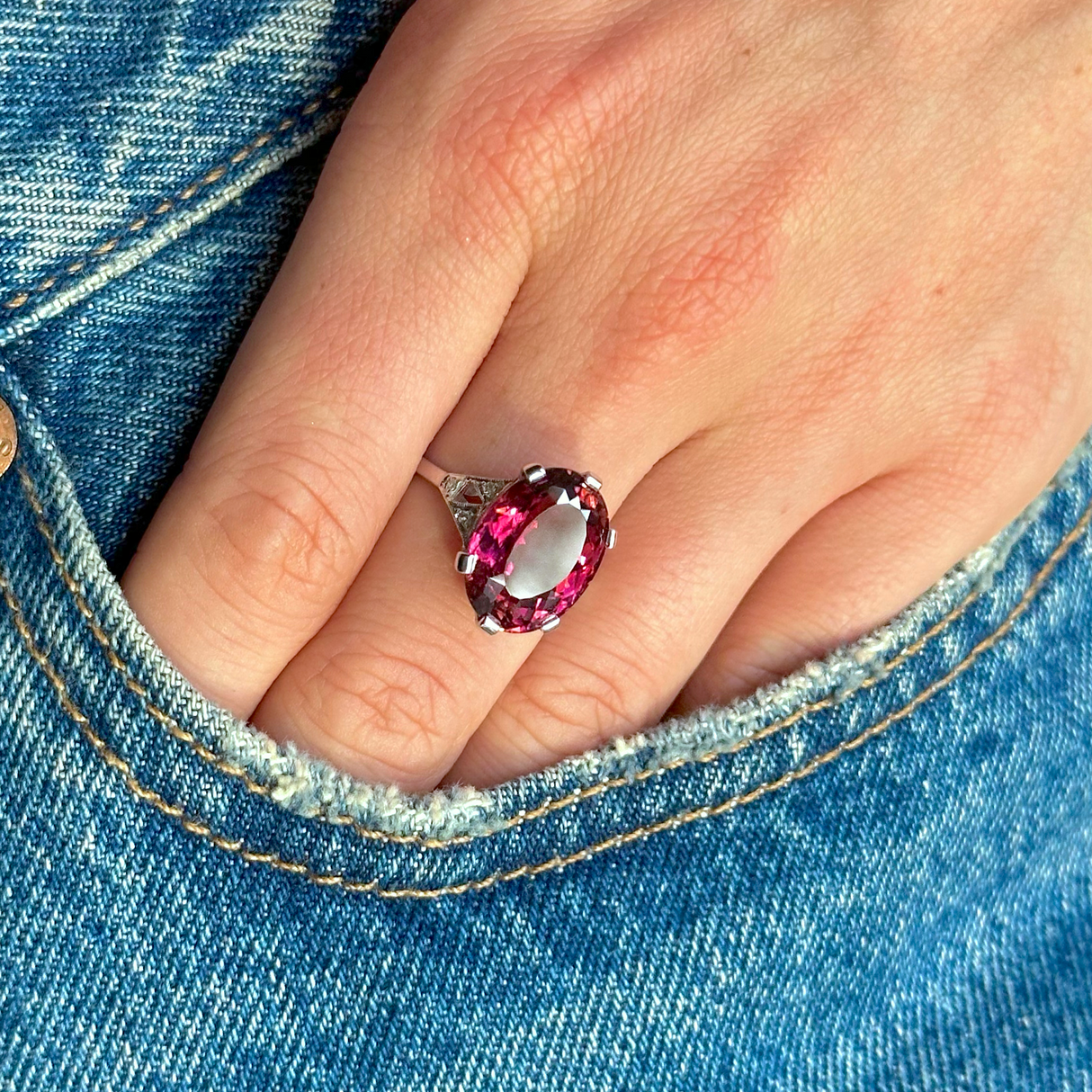 Pink tourmaline cocktail online ring