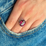 Art Deco, 9.19ct rubellite red tourmaline cocktail ring, platinum