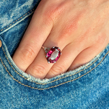 Art Deco, 8.48ct rubellite red tourmaline cocktail ring, platinum