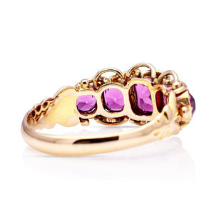 Antique, Victorian five-stone garnet half hoop ring