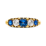 Victorian sapphire and diamond five stone ring