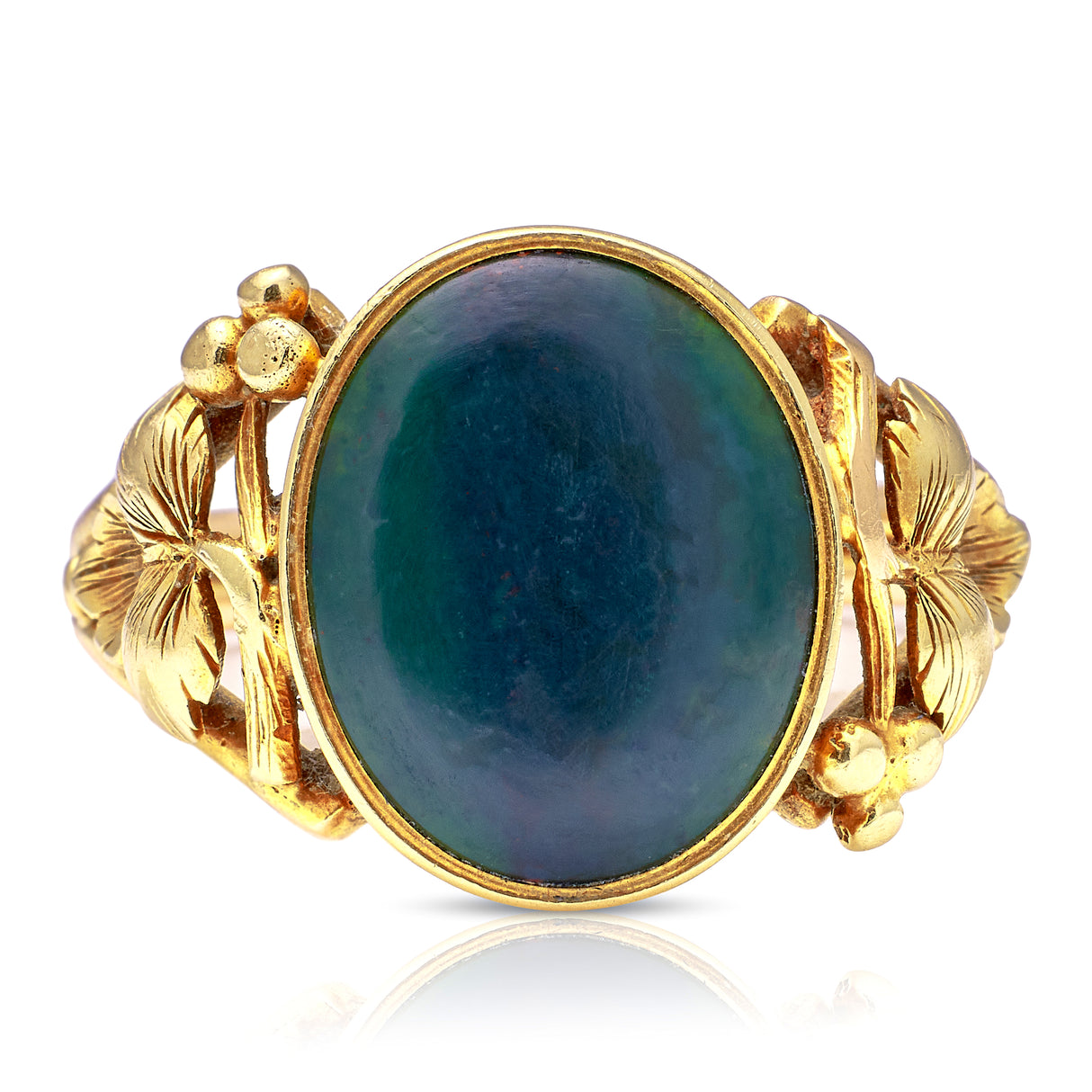 Antique, Victorian bloodstone signet ring, 18ct yellow gold