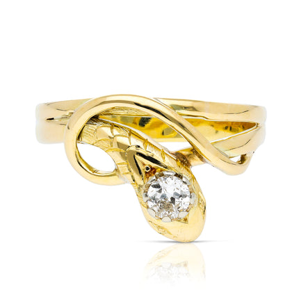 Victorian Diamond Snake Ring, 18ct Yellow Gold