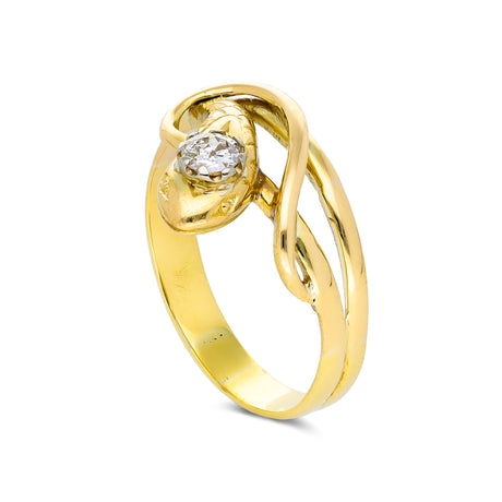 Victorian diamond snake ring, 18ct yellow gold