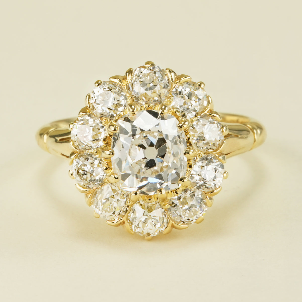 Antique, Edwardian old-cut diamond cluster engagement ring
