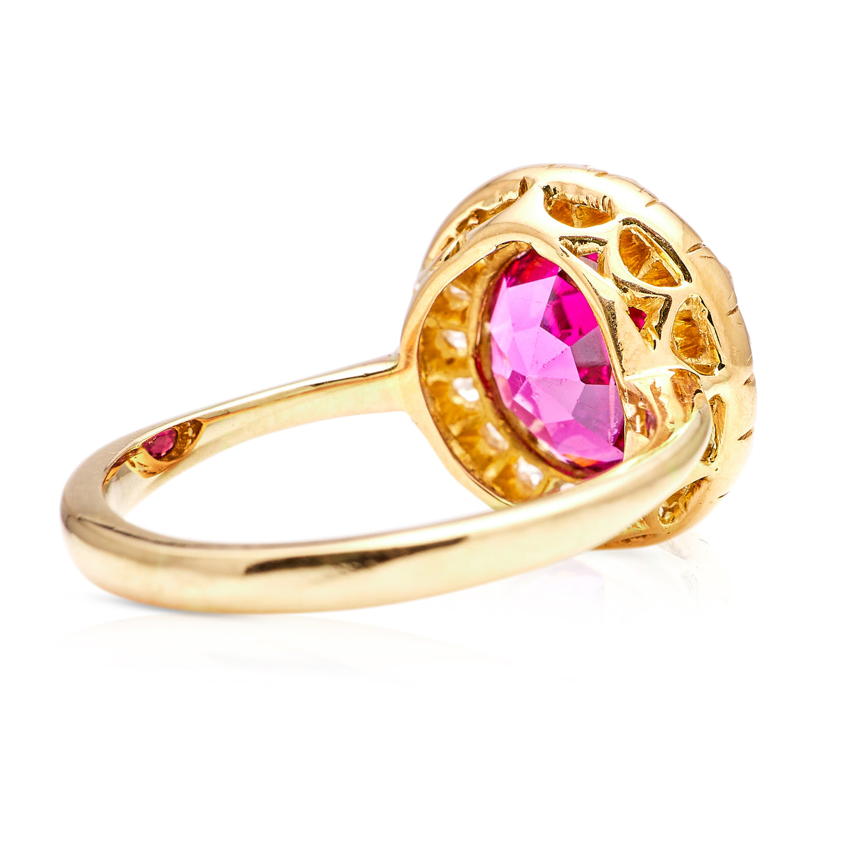 Antique, Victorian garnet and diamond cluster ring, 15ct yellow gold