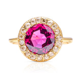 Antique, Victorian garnet and diamond cluster ring, 15ct yellow gold