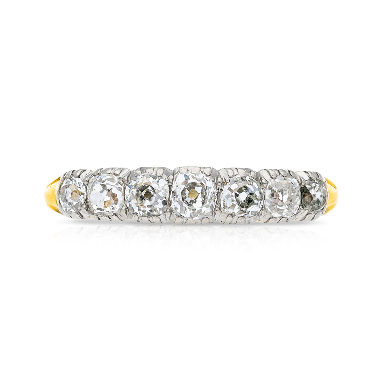 Early Victorian diamond half hoop ring, silver