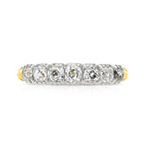 Victorian diamond half hoop diamond ring, 18ct yellow gold, silver