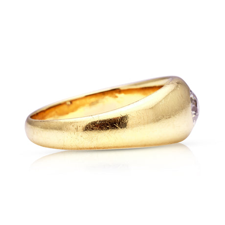 Antique, single-stone diamond gypsy ring, 18ct yellow gold