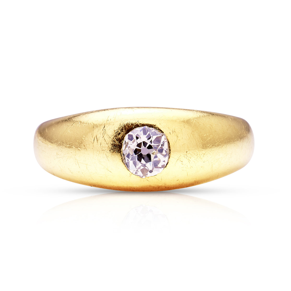 Antique, single-stone diamond gypsy ring, 18ct yellow gold