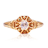 Antique, Victorian, Solitaire Diamond Engagement Ring, 18ct Yellow Gold front view