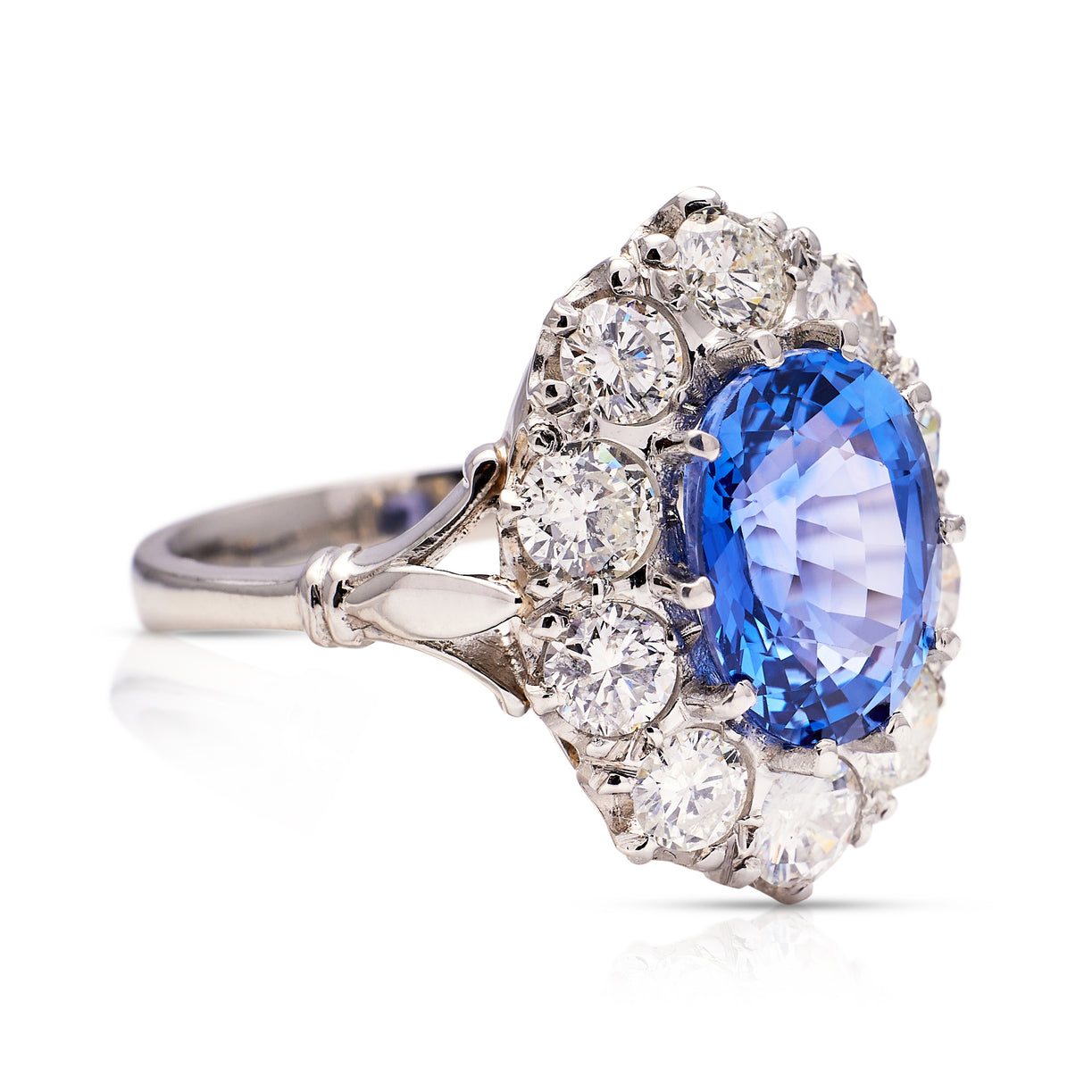 Vintage-Sapphire-Cluster-Diamond-Ring-Side-1