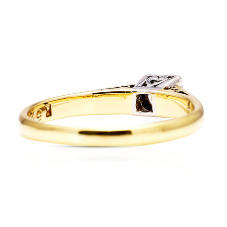 Vintage Solitaire Diamond Engagement Ring, 18ct Yellow Gold and Platinum