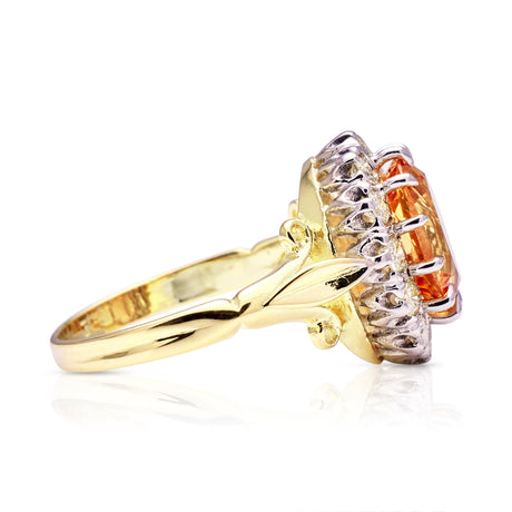 Vintage, topaz and diamond cluster ring, 18ct yellow gold