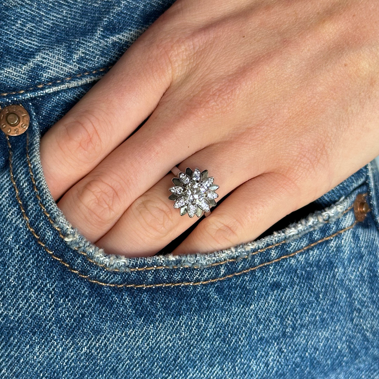 Snowflake diamond ring white 2025 gold