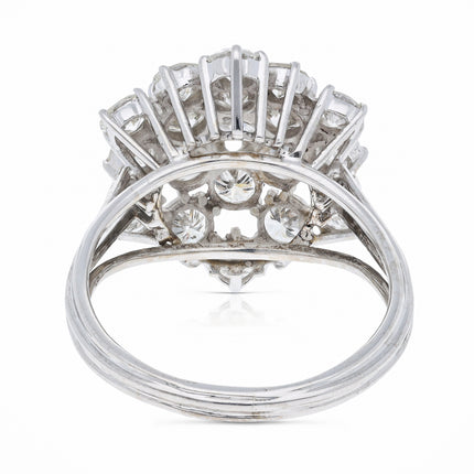 1950s 2.85ct Diamond Cluster Ring, 18ct White Gold