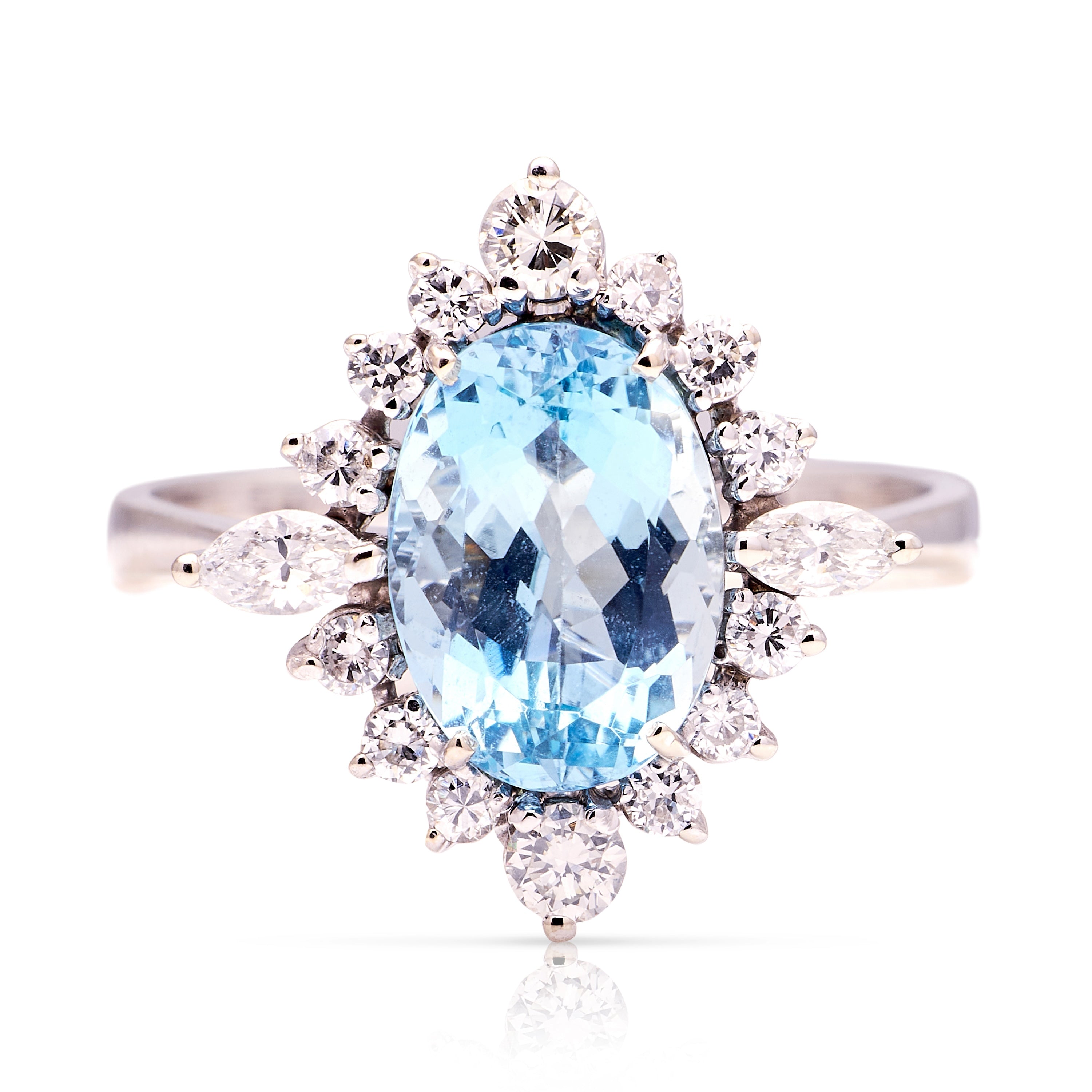 Vintage, 1950s aquamarine & diamond cluster ring – Antique Ring