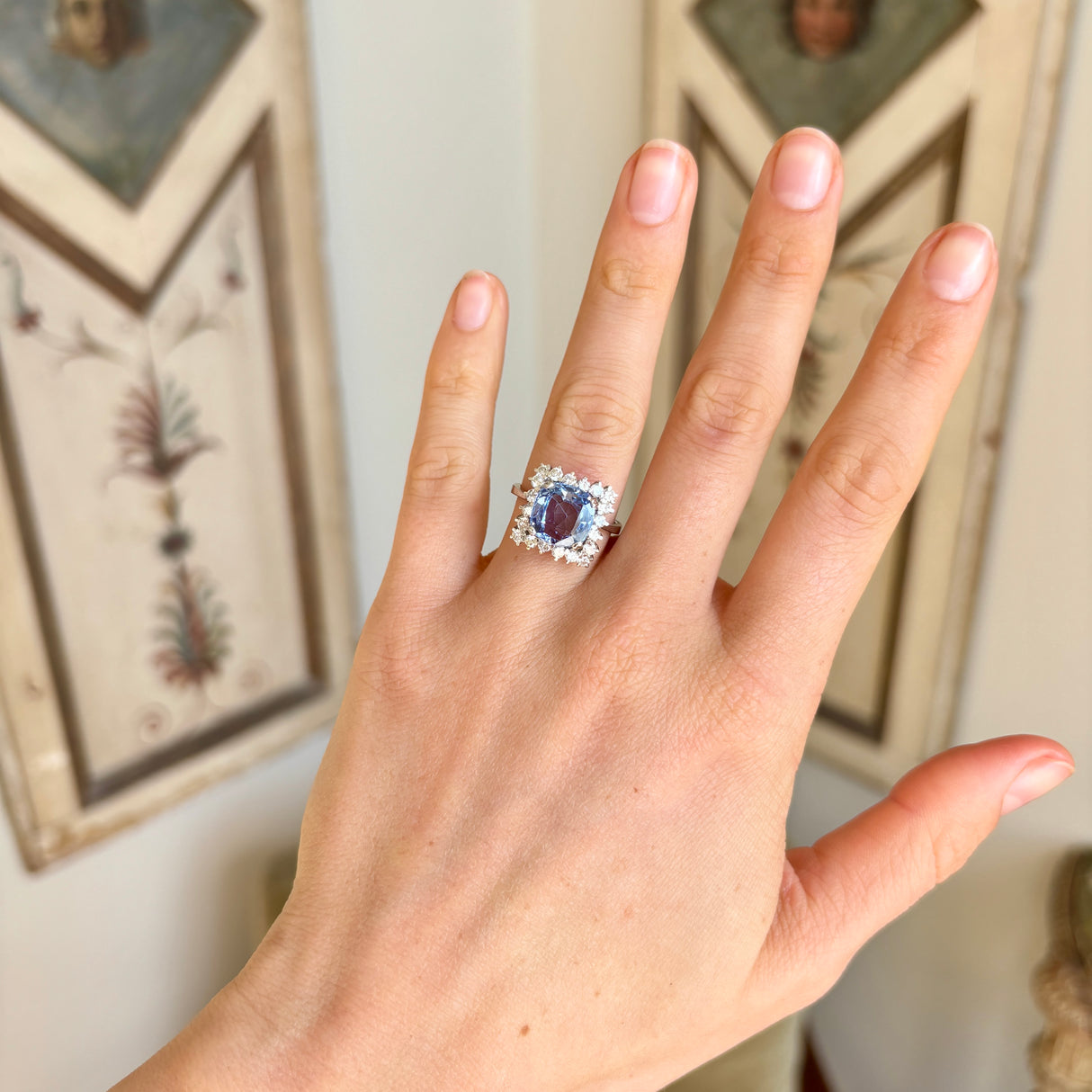 Vintage, 1950s sapphire & diamond cluster ring