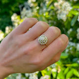 Vintage, 1970s Large Diamond Cluster Ring, 18ct Yellow Gold worn on closed hand.