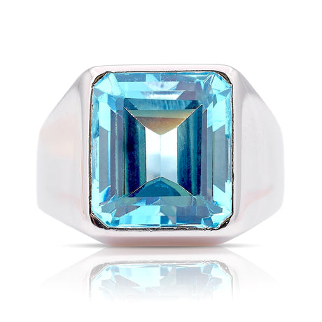 Vintage, 1980s aquamarine-set signet ring
