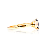 Vintage, 1980s sapphire and diamond three-stone ring side view