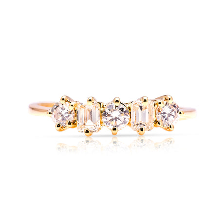 Vintage, 1990s diamond five-stone ring front view