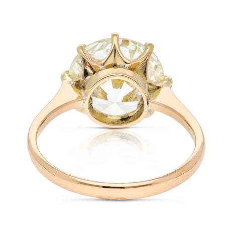Vintage solitaire diamond engagement ring, rear view. 