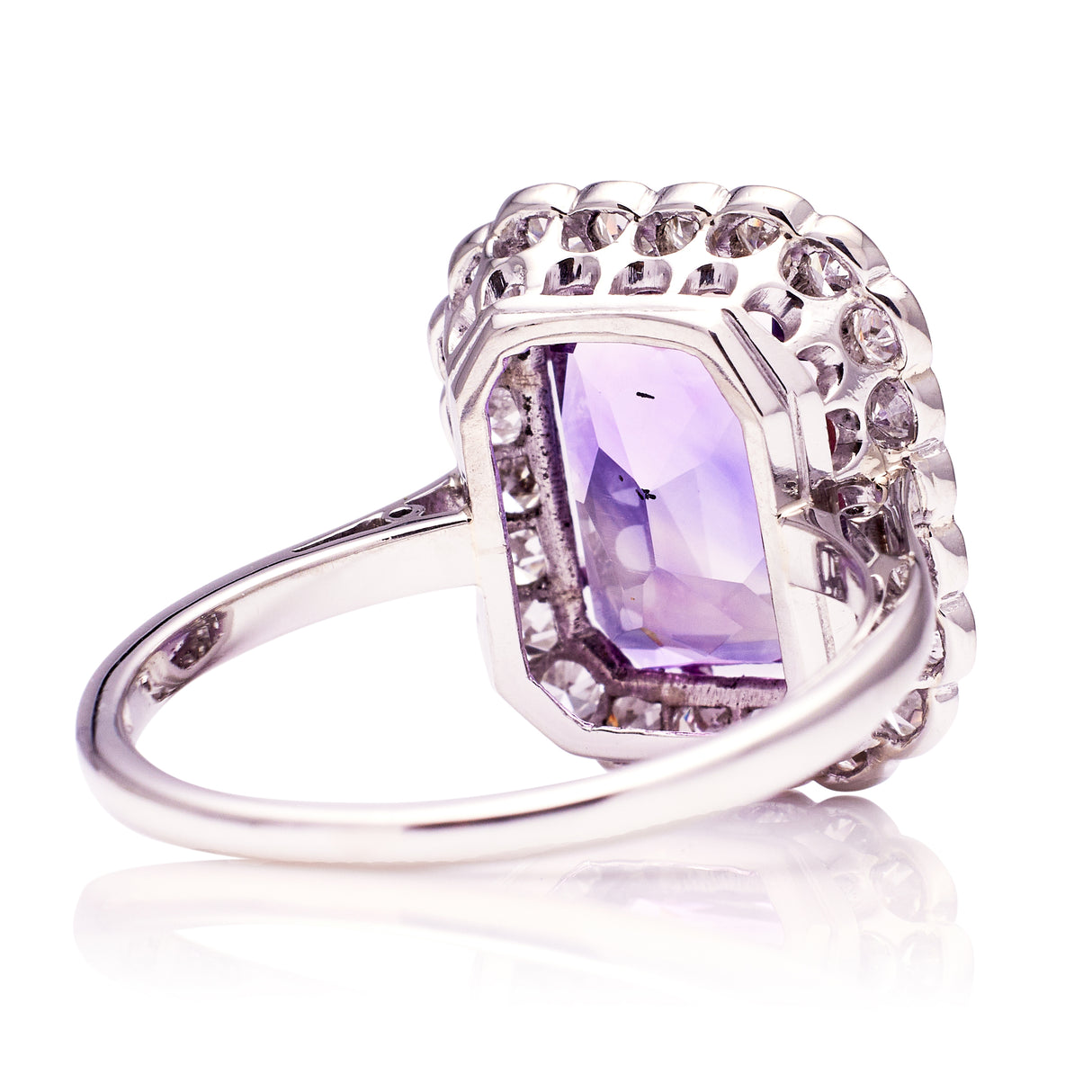 Antique, Belle Époque, amethyst & diamond cluster ring, platinum