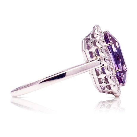 Antique, Belle Époque, amethyst & diamond cluster ring, platinum