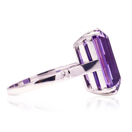 Vintage, Art Deco amethyst cocktail ring, 14ct white gold