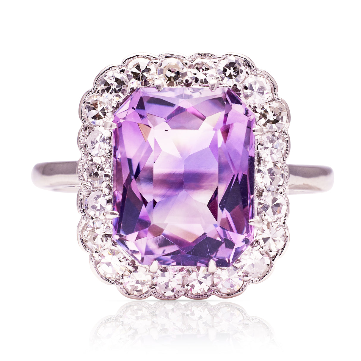 Antique, Belle Époque, amethyst & diamond cluster ring, platinum