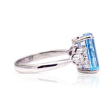 Vintage, Aquamarine and Diamond Ring, 18ct White Gold side view