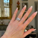 Vintage, Art Deco Diamond Three-Stone Engagement Ring, Platinum worn on hand