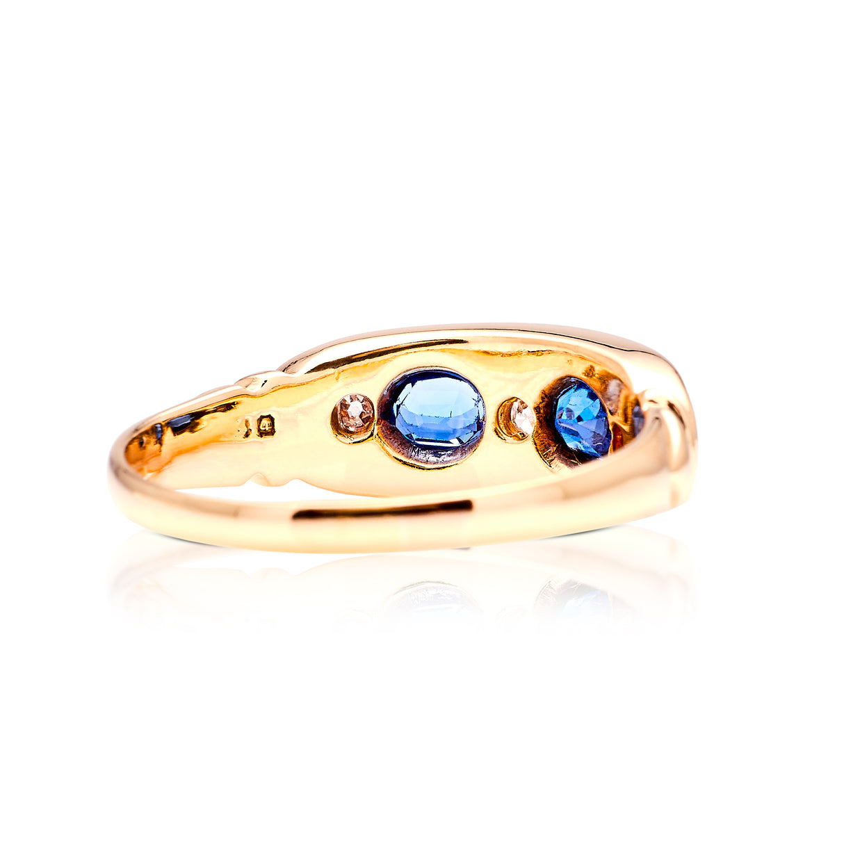 Vintage, Art Deco sapphire & diamond five-stone ring rear