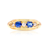 Vintage, Art Deco sapphire & diamond five-stone ring front