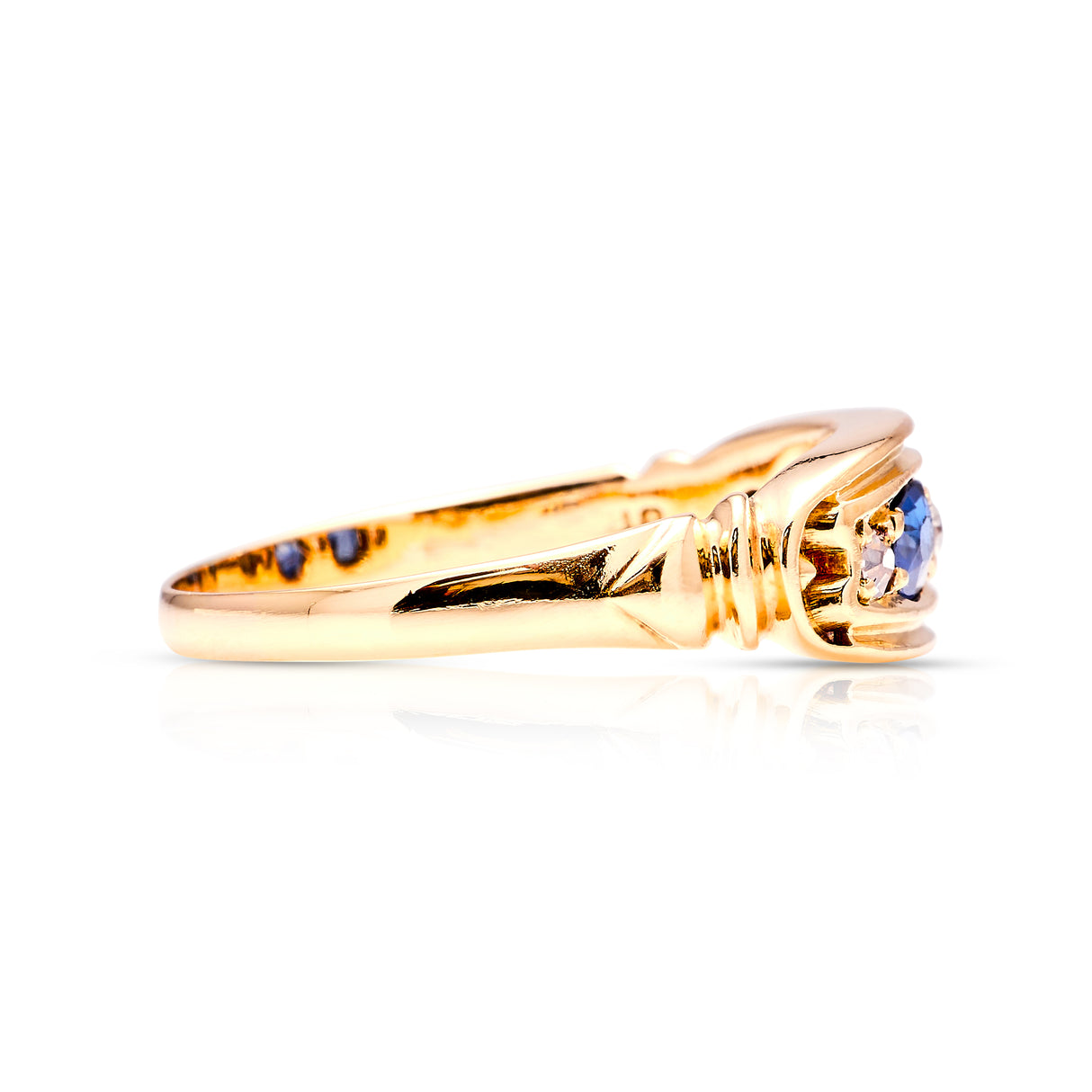 Vintage, Art Deco sapphire & diamond five-stone ring side