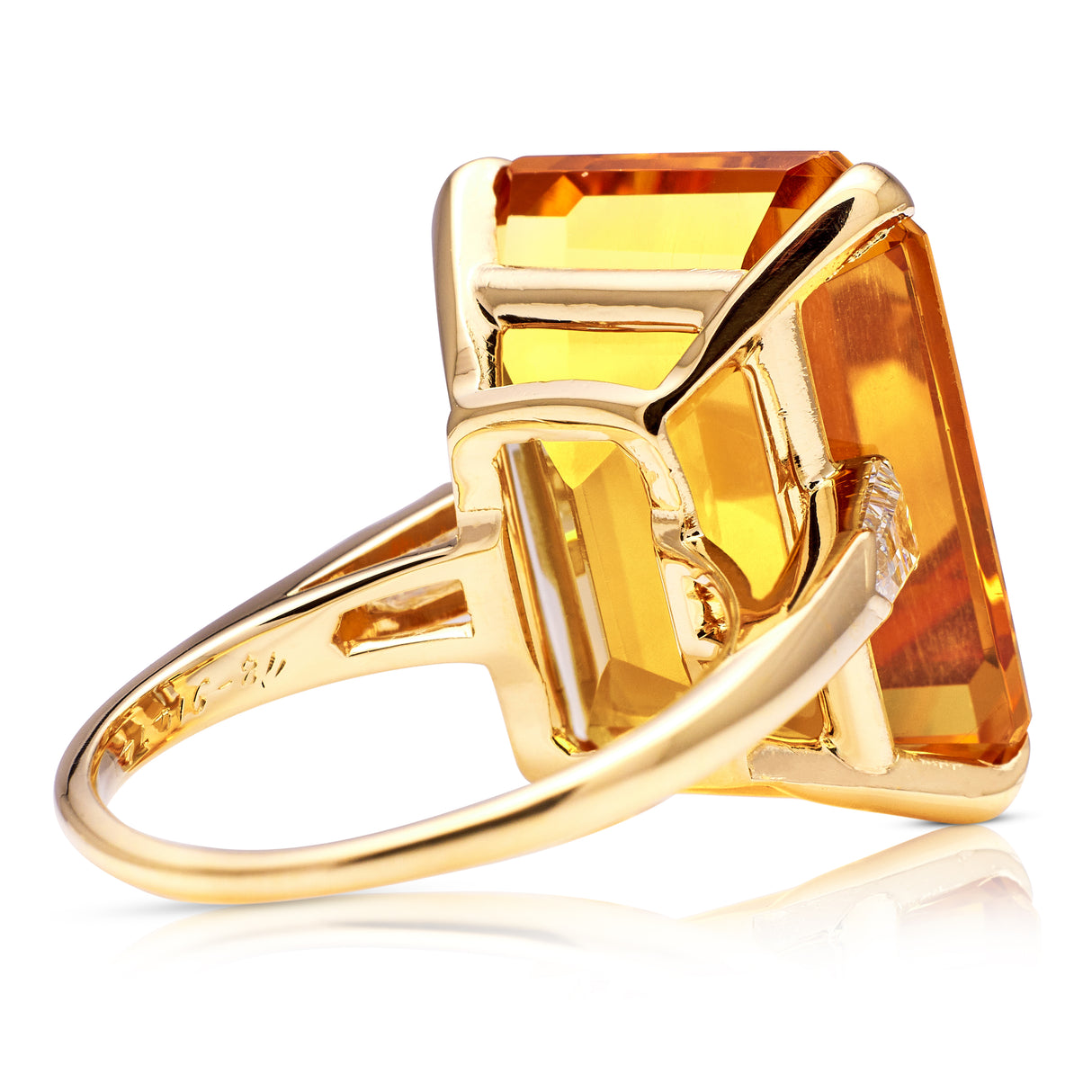 Vintage, Cartier Citrine Cocktail Ring, 18ct Yellow Gold. Back