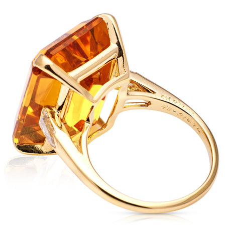 Vintage, Cartier Citrine Cocktail Ring, 18ct Yellow Gold. Back 2