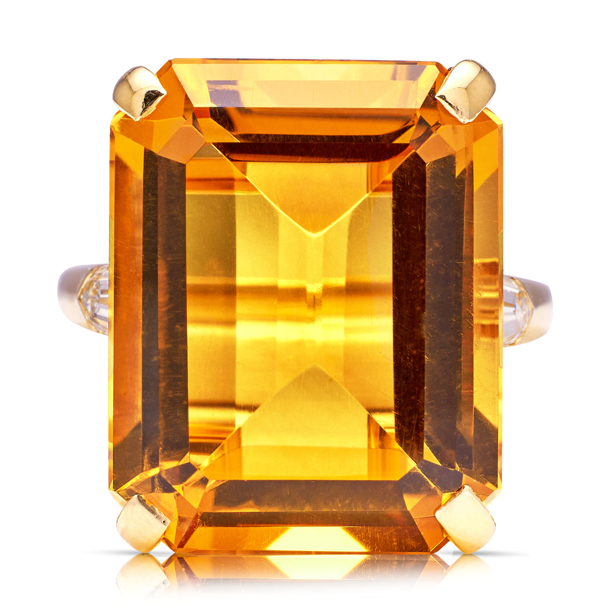 Vintage, Cartier Citrine Cocktail Ring, 18ct Yellow Gold. Front.