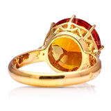 Vintage citrine cocktail ring, rear view.